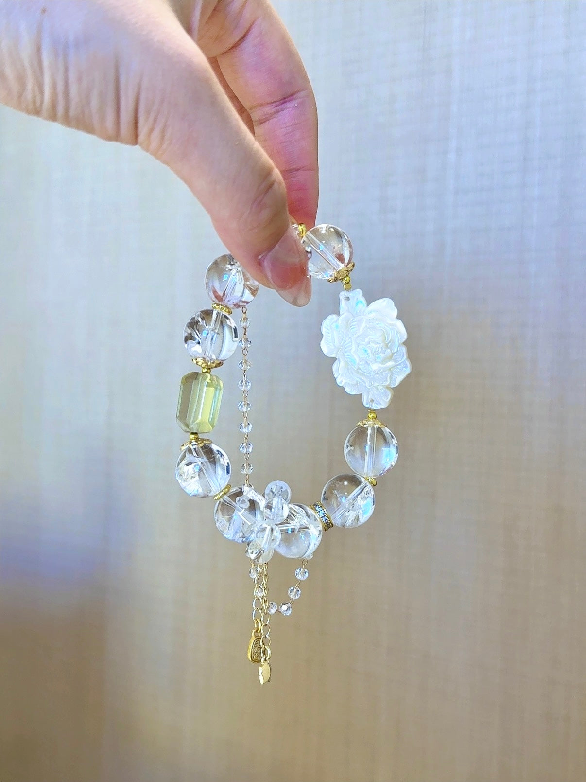 ▫️▪️ White crystal citrine bracelet